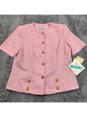 Vintage Pablo Collection Blazer Women's 12P Pink Polyester Business Preppy USA
